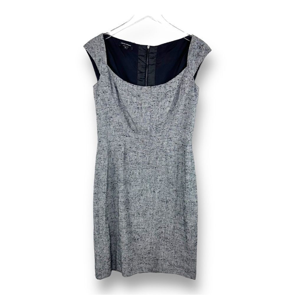 Narsico Rodriguez Linen/Silk Nubby Gray Sheath Dress w/Black Color-block Back 6